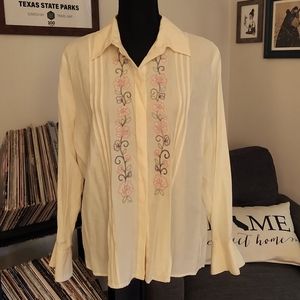 Vintage 70s shirt Yellow & Floral, Large